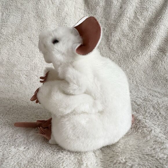 Folkmanis White Mouse Rat Hand Puppet Plush Folktails Storytelling Long Tail 8” - Picture 2 of 5